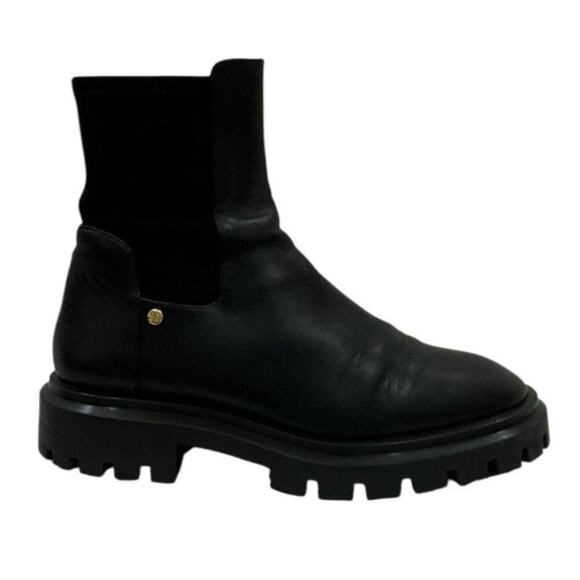 Stuart Weitzman Ultra Lug City Leather Bootie Black Size 8 Excellent Condition - Picture 3 of 12